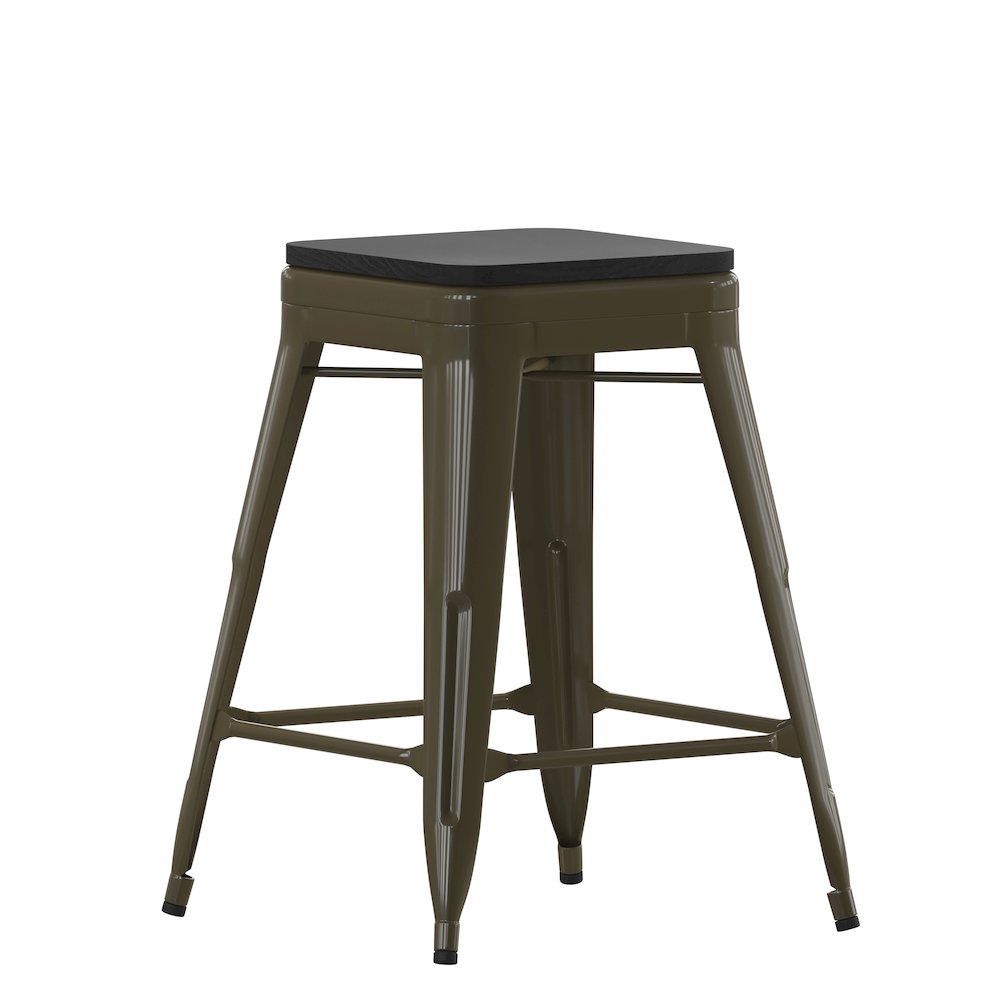 Modern Industrial Metal Counter Stool with Poly Resin Seat