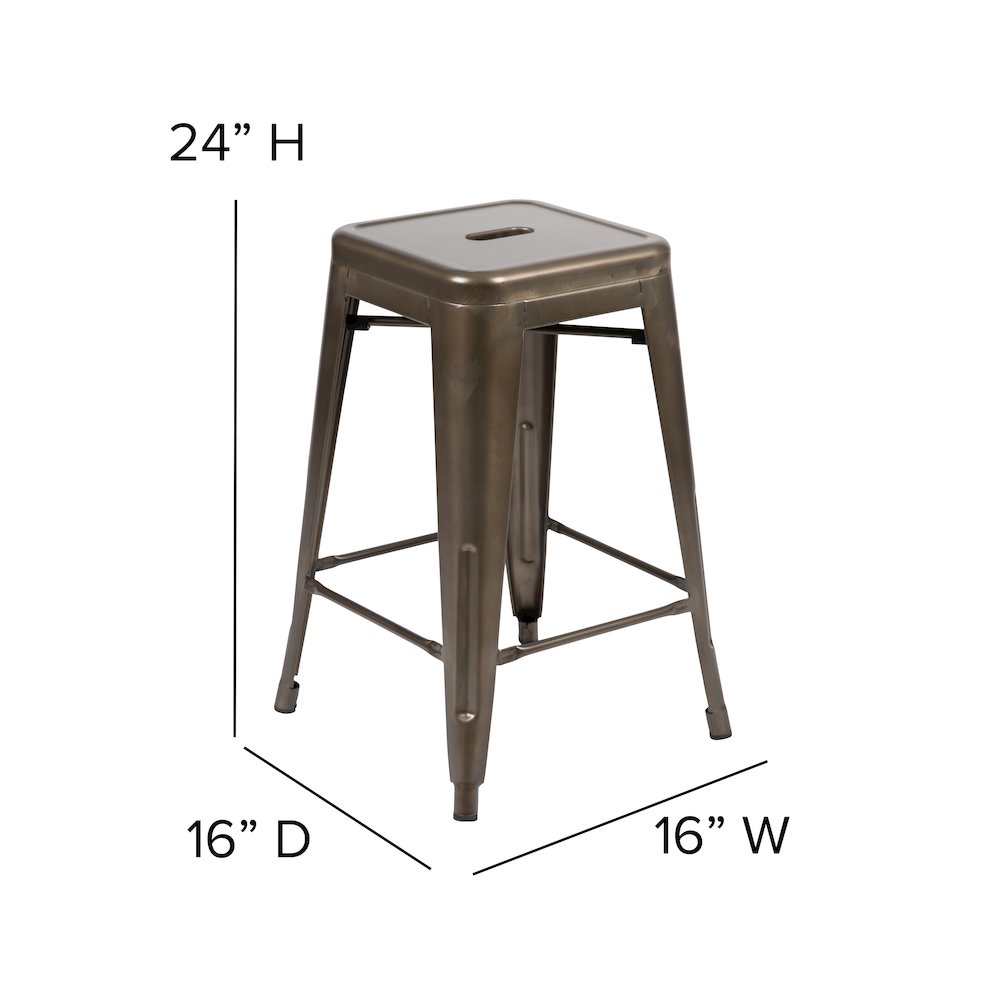 Modern Industrial Metal Counter Stool with Poly Resin Seat