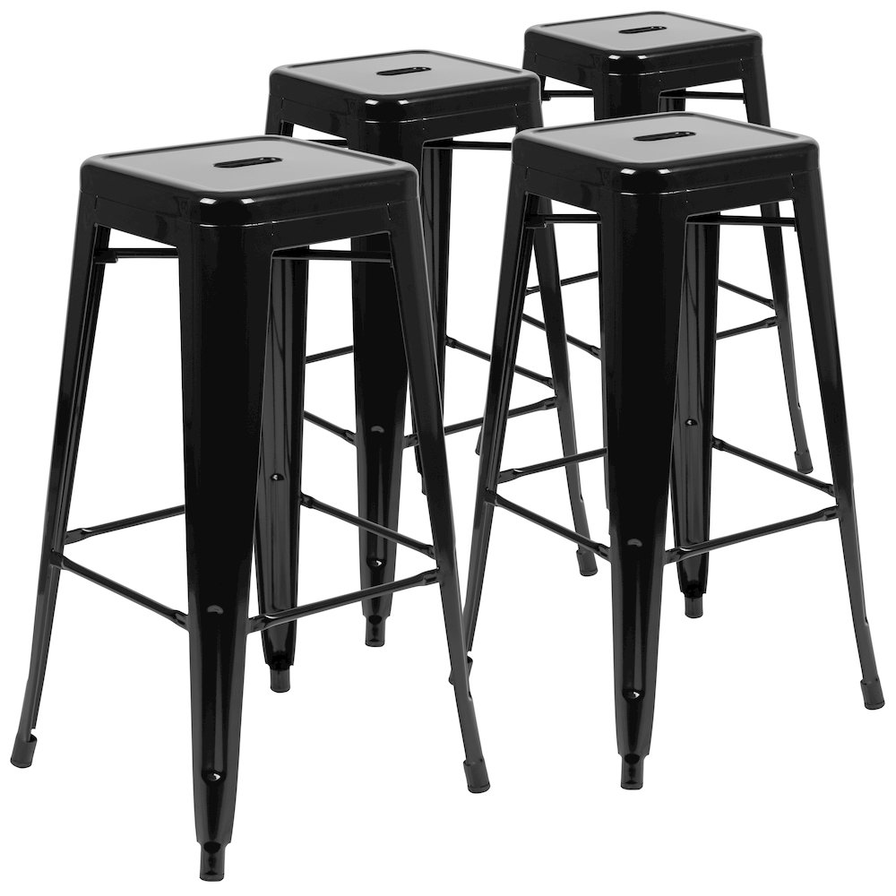 Modern Industrial Metal Stool in Black