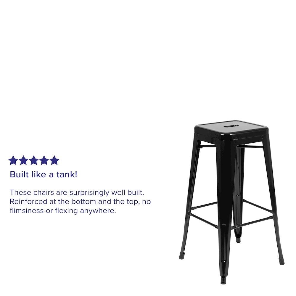 Modern Industrial Metal Stool in Black