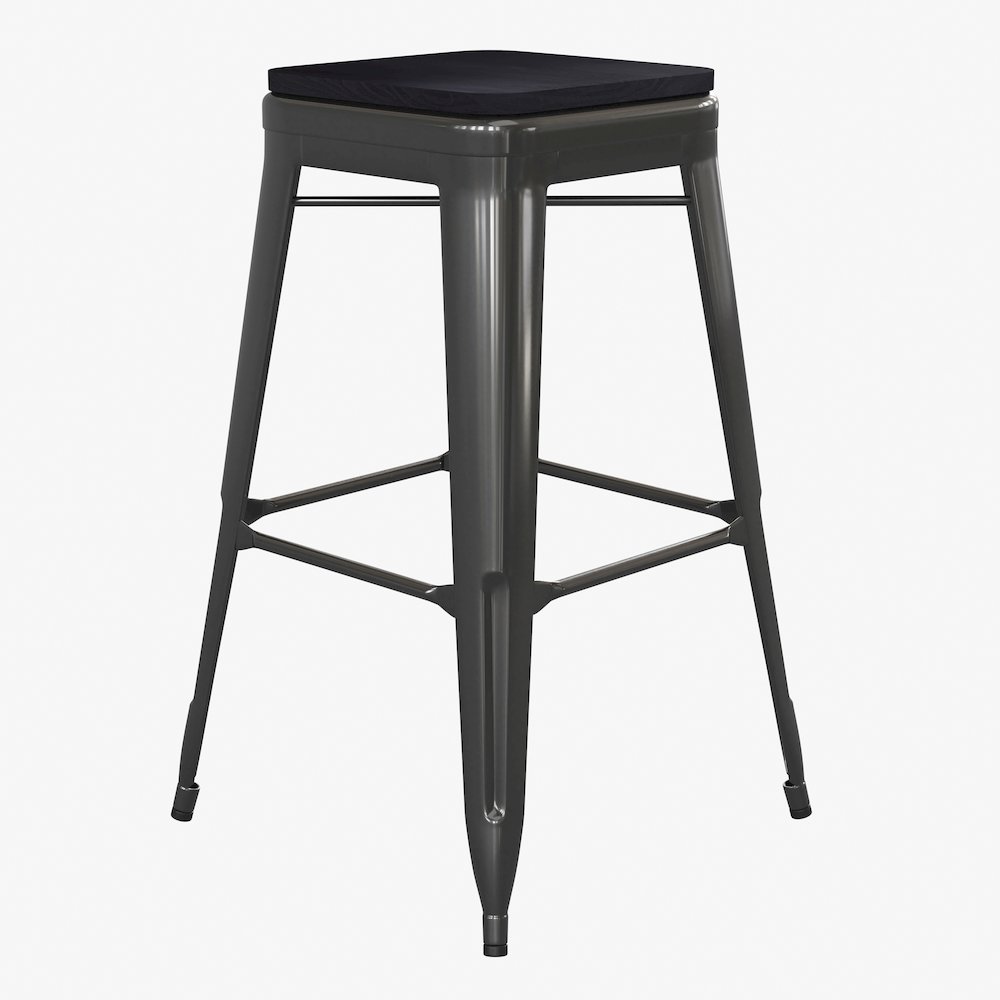 Modern Industrial Metal Bar Stool with Poly Resin Seat