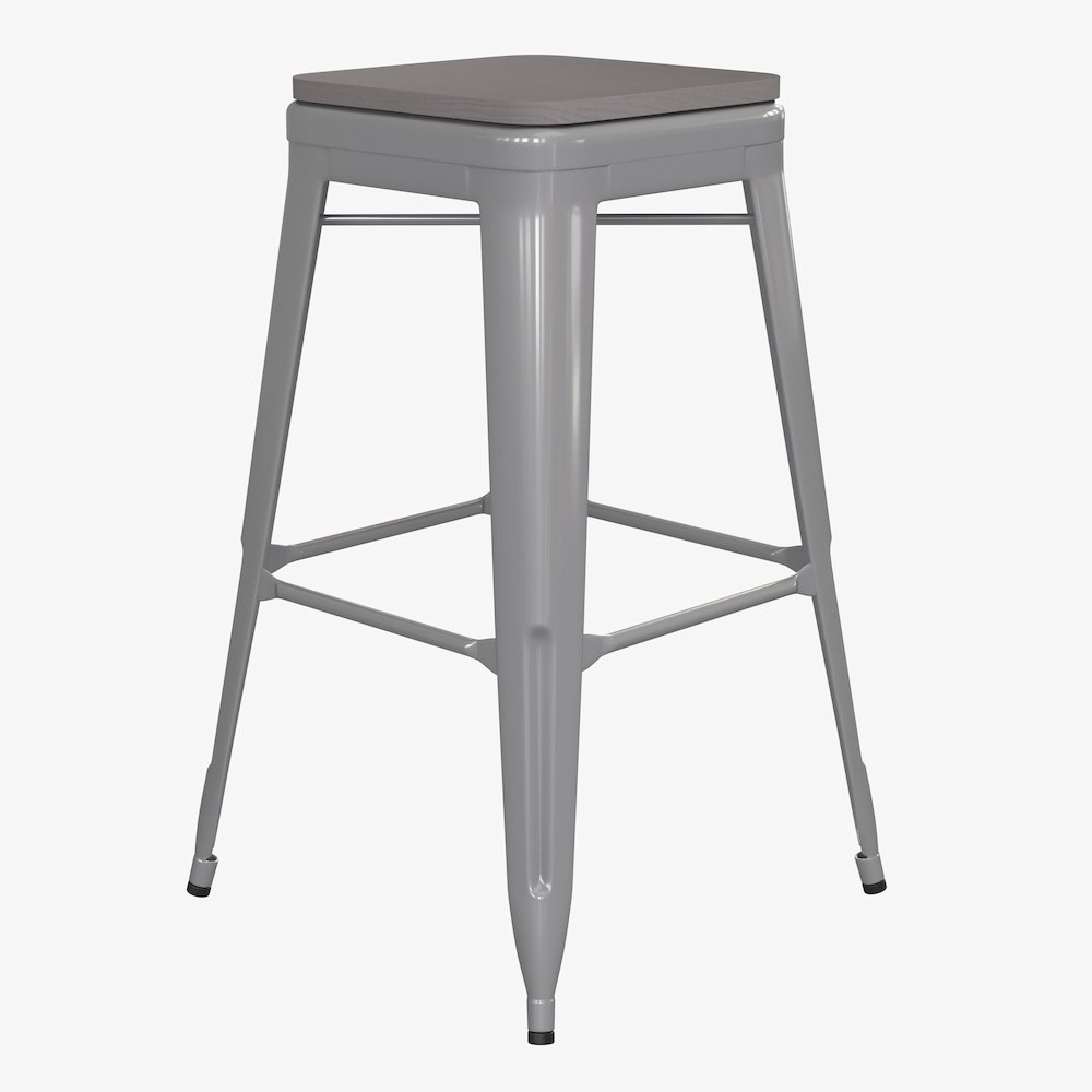 Modern Industrial Metal Bar Stool with Poly Resin Seat