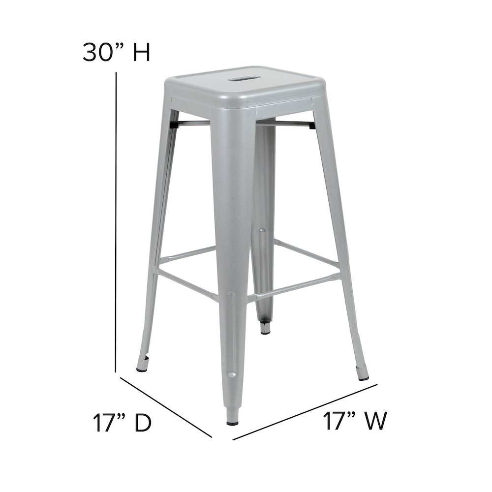 Modern Industrial Metal Bar Stool with Poly Resin Seat