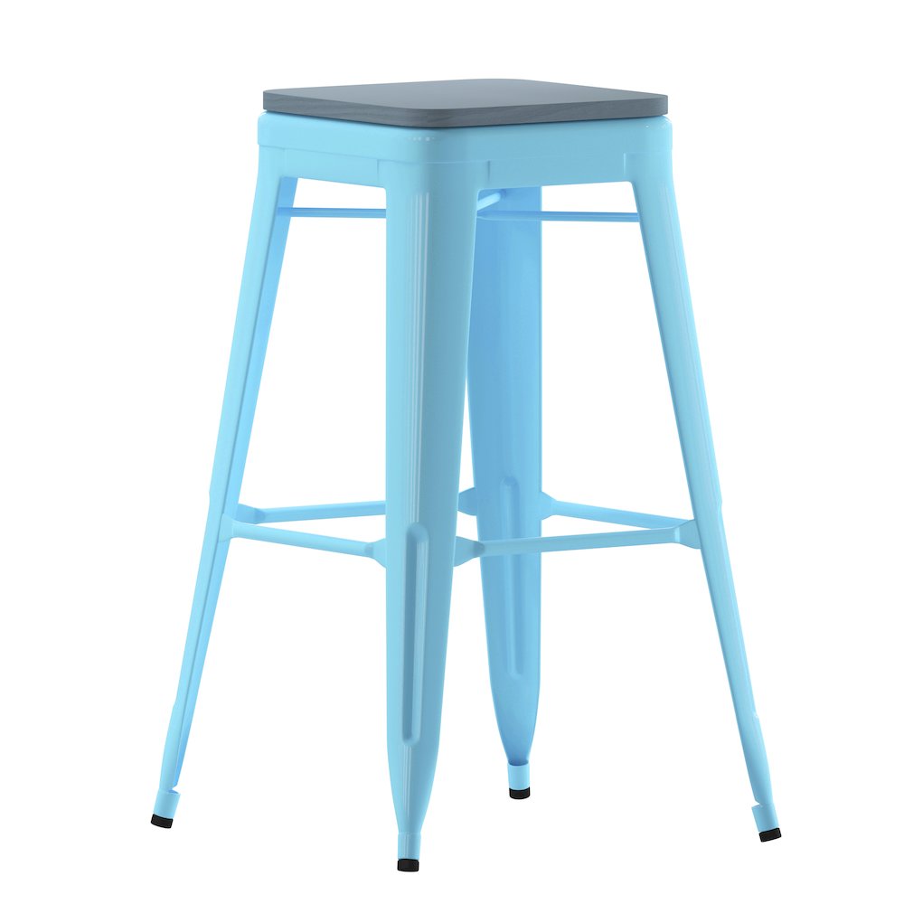 Modern Industrial Metal Bar Stool with Poly Resin Seat