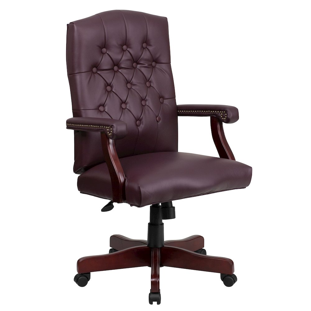 Burgundy LeatherSoft Executive Swivel Office Chair with Arms