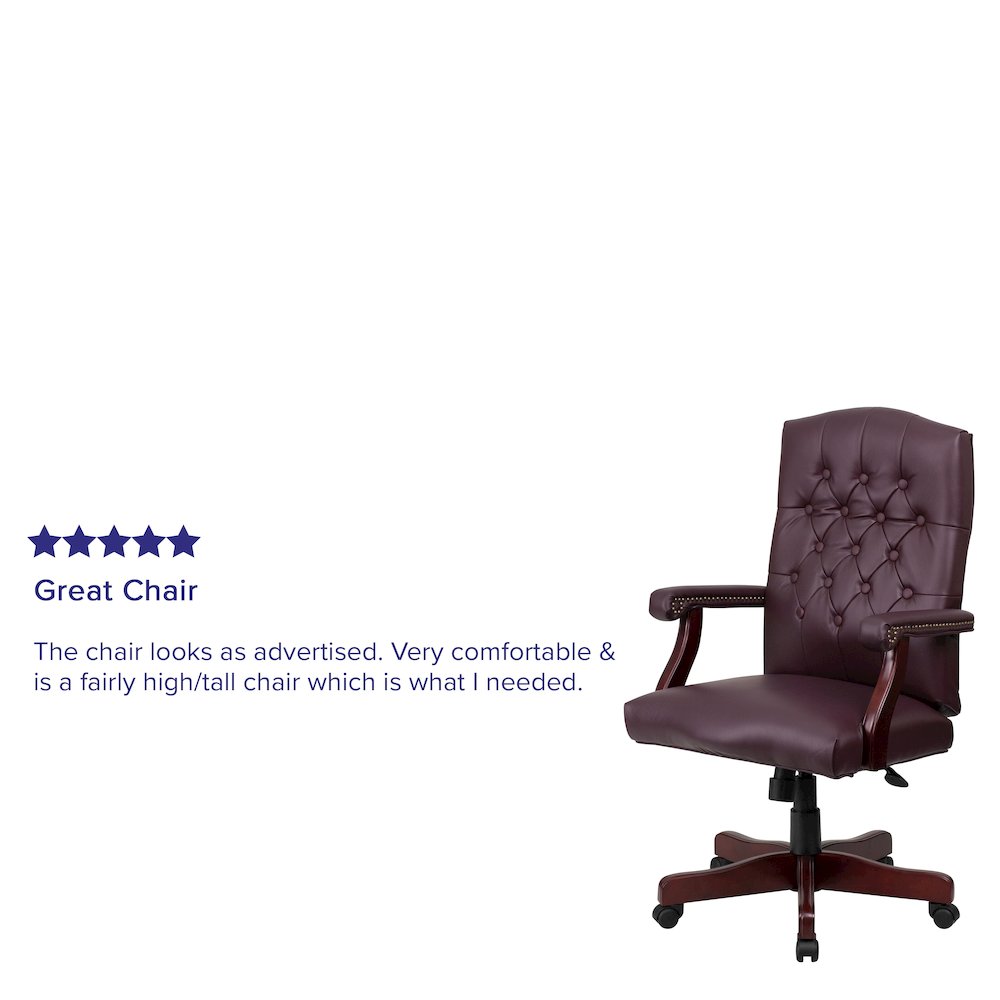 Burgundy LeatherSoft Executive Swivel Office Chair with Arms