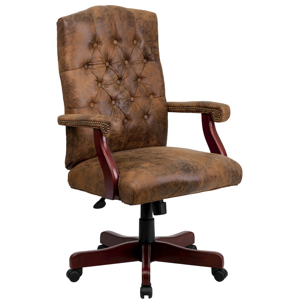 Bomber Brown Classic Executive Swivel Office Chair with Arms