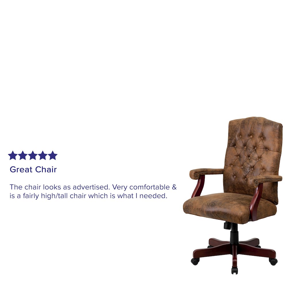 Bomber Brown Classic Executive Swivel Office Chair with Arms