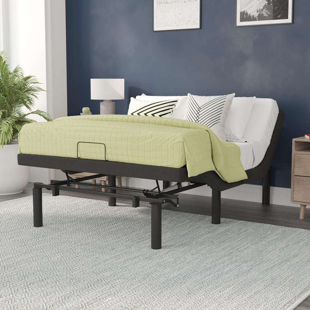 Adjustable Upholstered Bed Base & Independent Head/Foot Incline -Full – Black