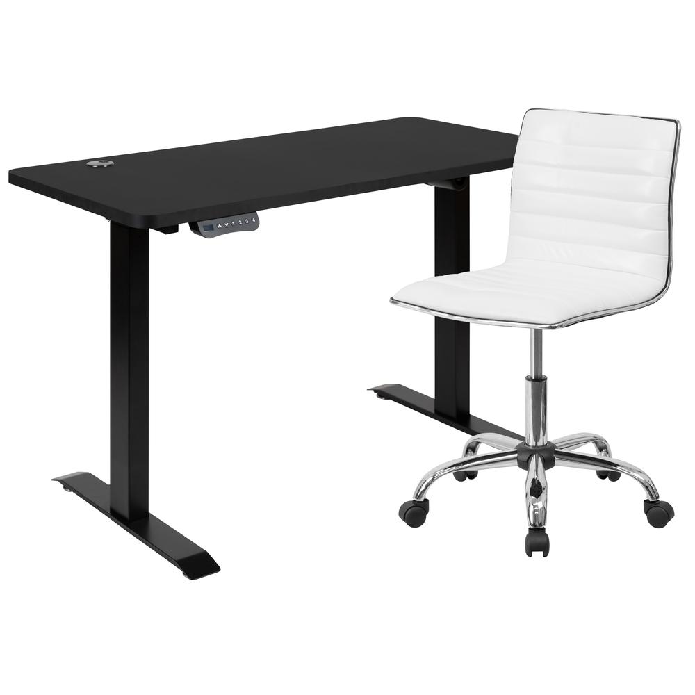 Adjustable Height Motorized Standing Desk & Swivel Chair Duo