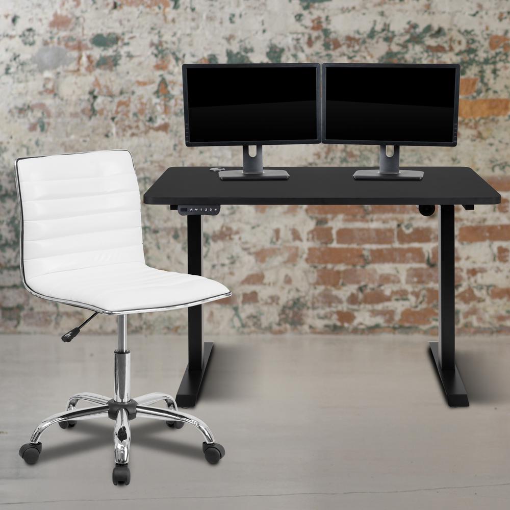 Adjustable Height Motorized Standing Desk & Swivel Chair Duo