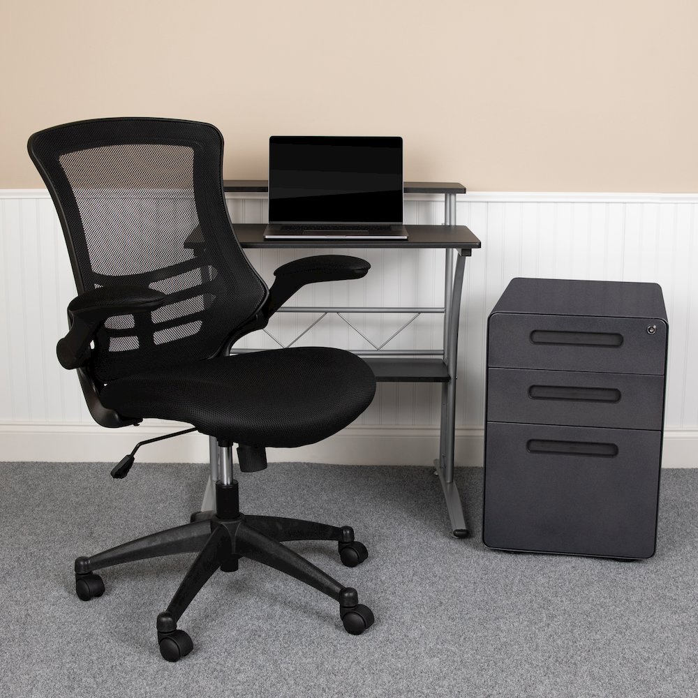 Mesh Office Chair and Locking Mobile Filing Cabinet