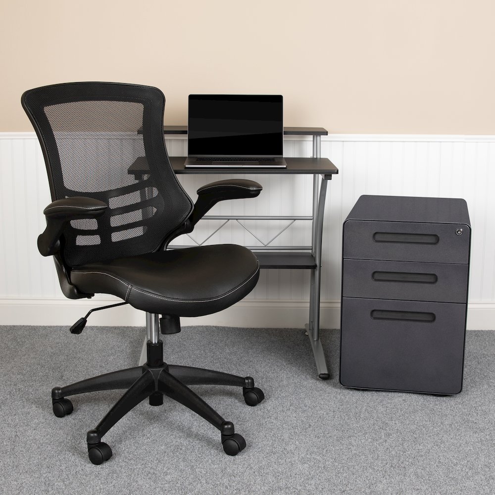 Mesh/Office Chair and Locking Mobile Filing Cabinet