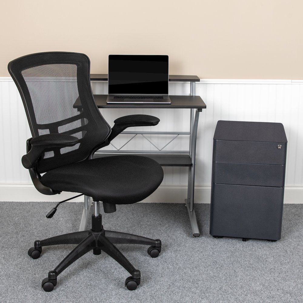 Mesh Office Chair and Locking Mobile Filing Cabinet