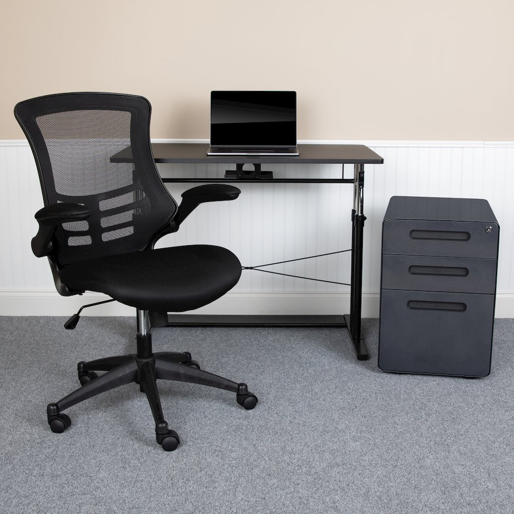 Mesh Office Chair and Locking Mobile Filing Cabinet