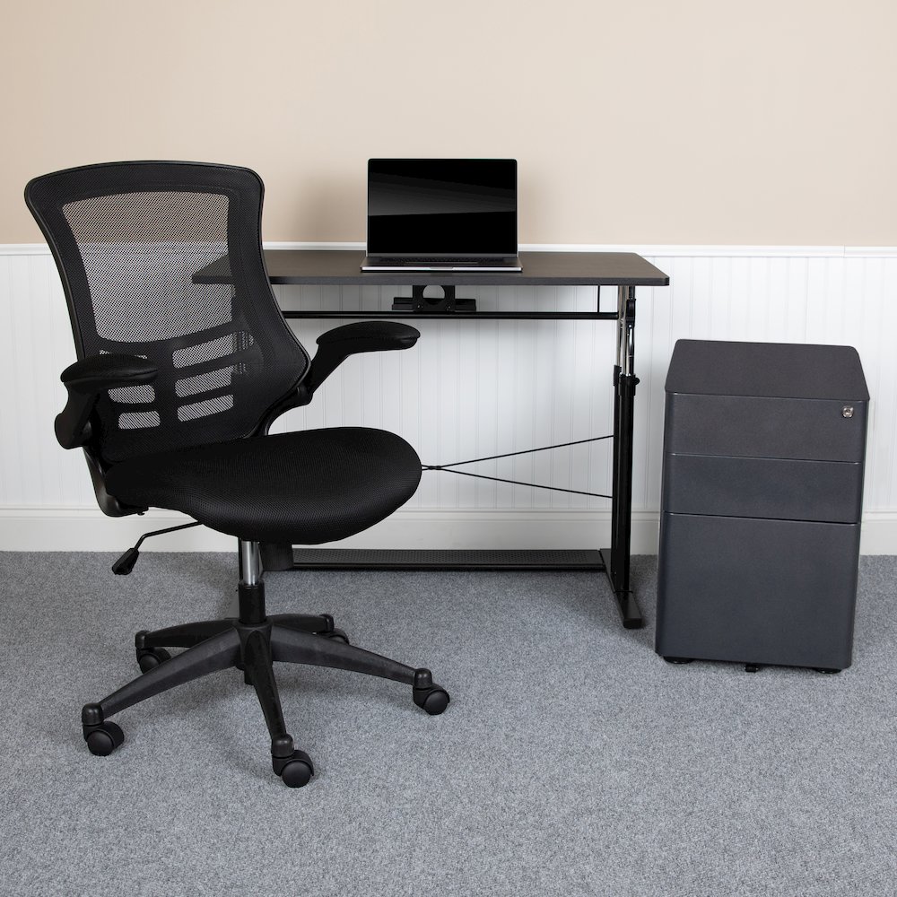 Mesh Office Chair and Locking Mobile Filing Cabinet