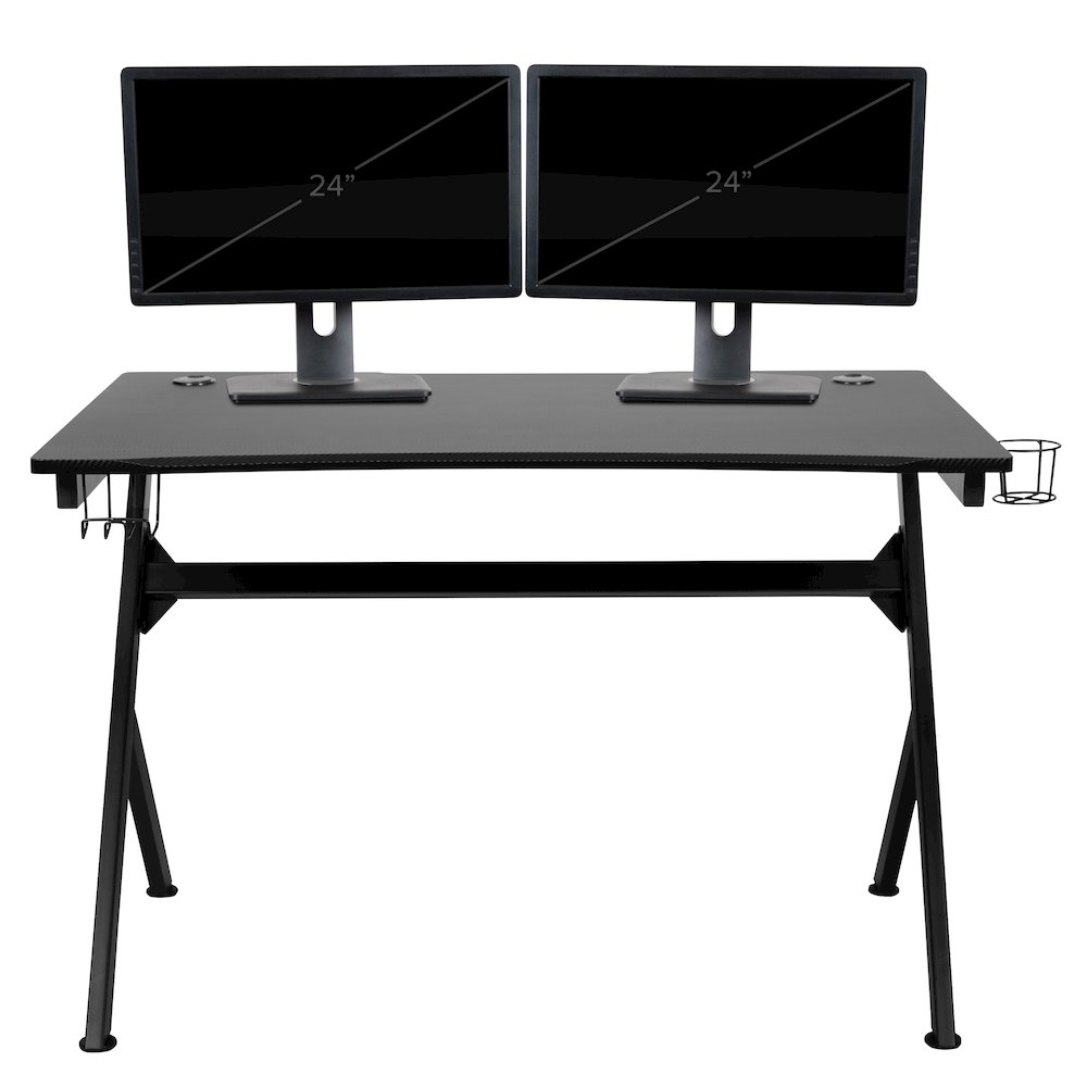 Black Gaming Desk and Black Racing Chair Set