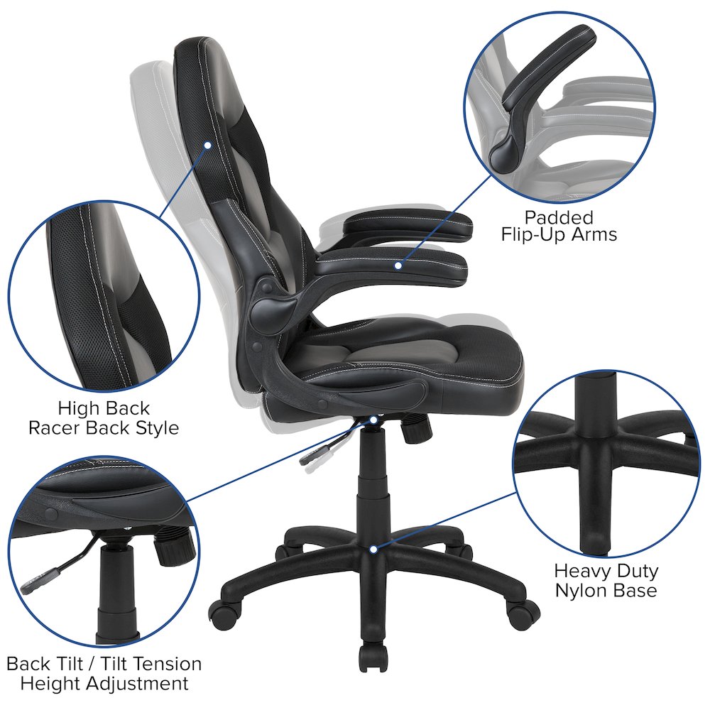 Gaming Desk and Black Racing Chair Set