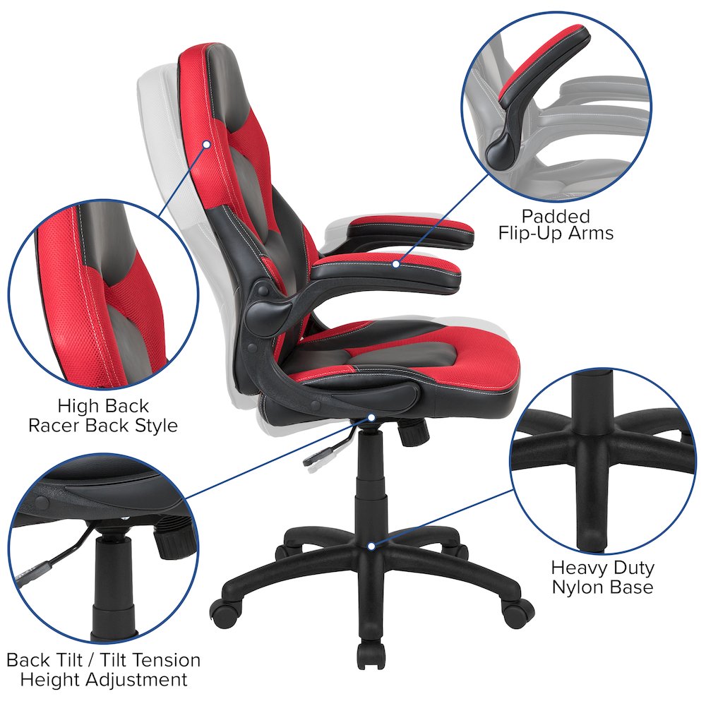 Black Gaming Desk and Red/Black Racing Chair Set