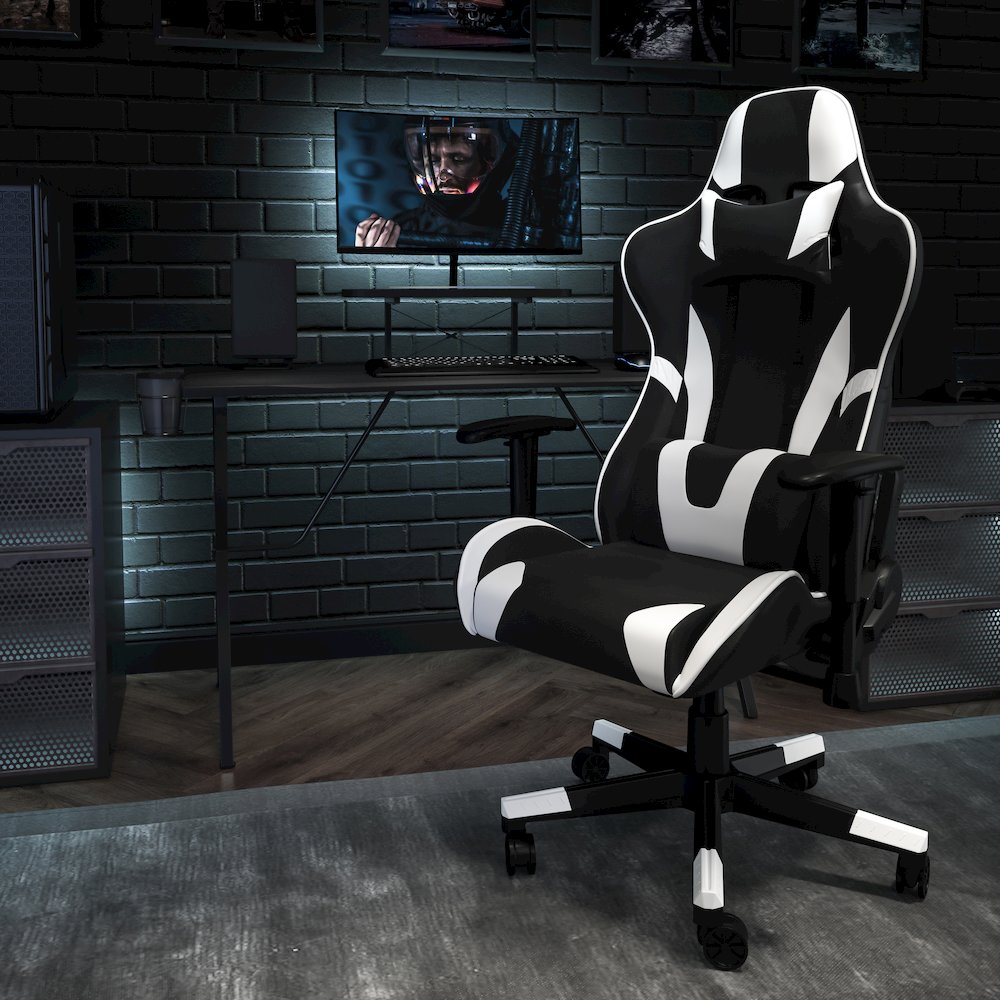 Black Gaming Desk and Black Reclining Gaming Chair Set