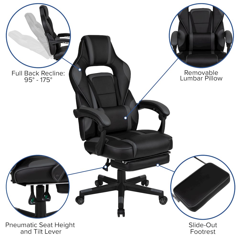 Red Gaming Desk/Headphone Hook & Black Reclining Back/Arms Gaming Chair