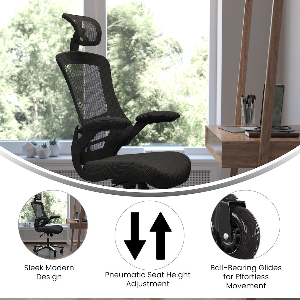 High-Back Black Mesh Swivel Executive Office Chair