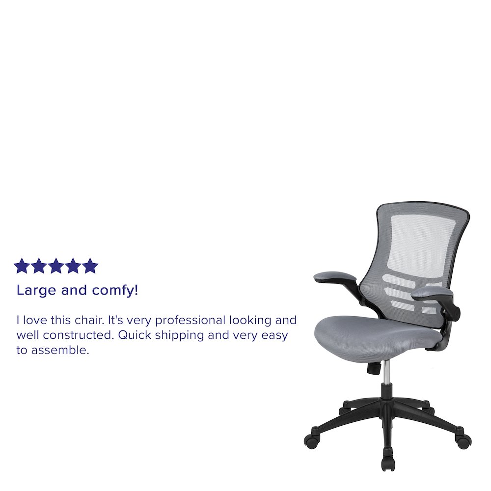 Mid-Back Dark Gray Mesh Swivel Ergonomic Task Office Chair with Flip-Up Arms