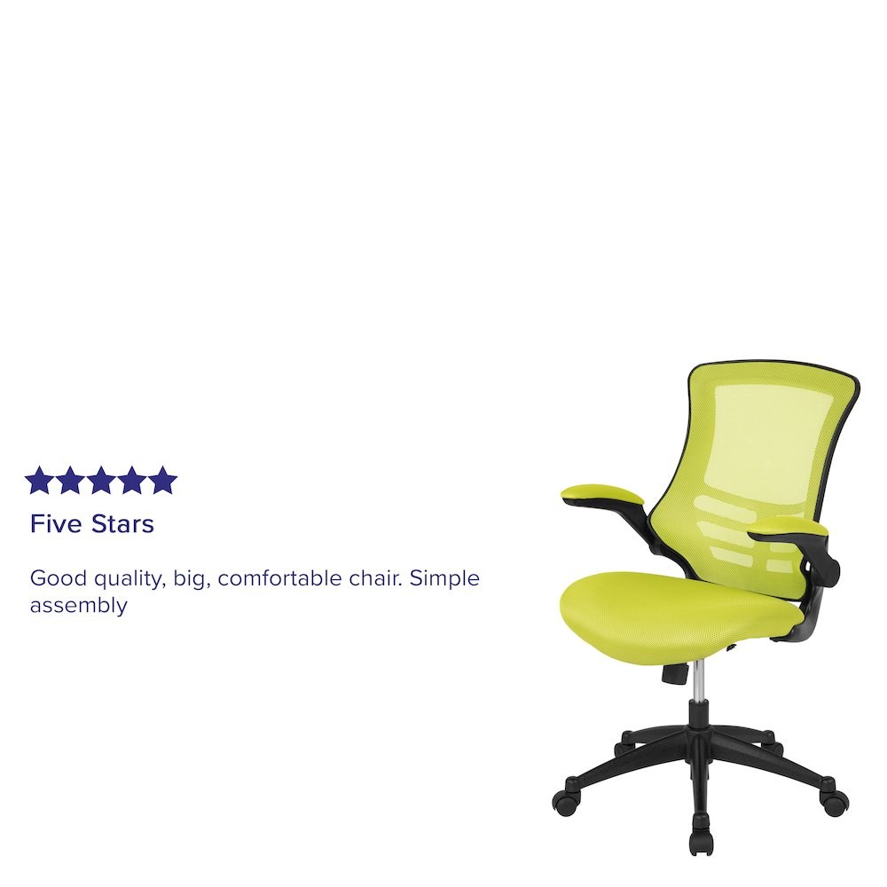 Mid-Back Green Mesh Swivel Ergonomic Task Office Chair with Flip-Up Arms