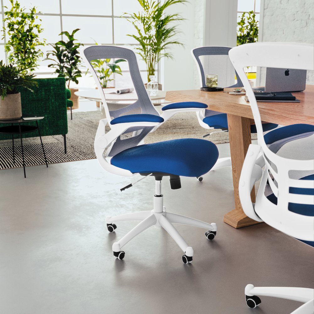 Mid-Back Blue Mesh Swivel Ergonomic Task Office Chair