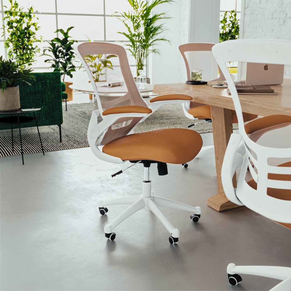 Mid-Back Tan Mesh Swivel Ergonomic Task Office Chair