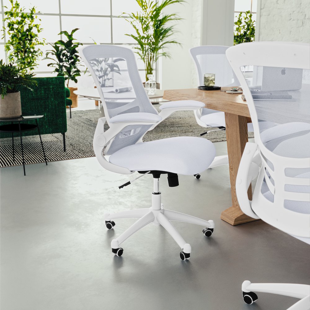 Mid-Back White Mesh Swivel Ergonomic Task Office Chair