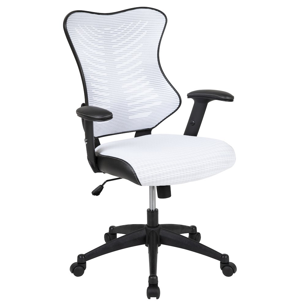 High Back Designer White Mesh Executive Swivel Office Chair with Adjustable Arms