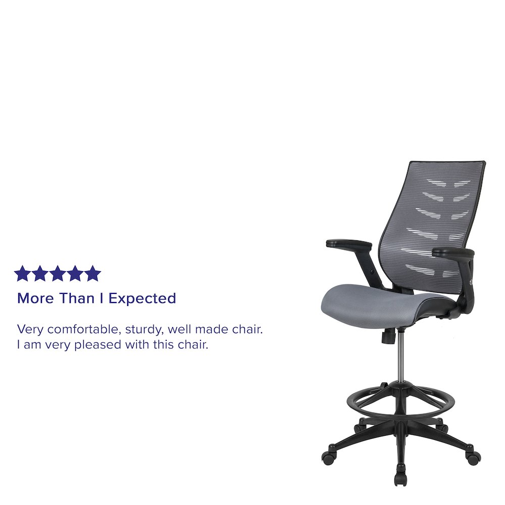 High Back Dark Gray Mesh Spine-Back Drafting Chair