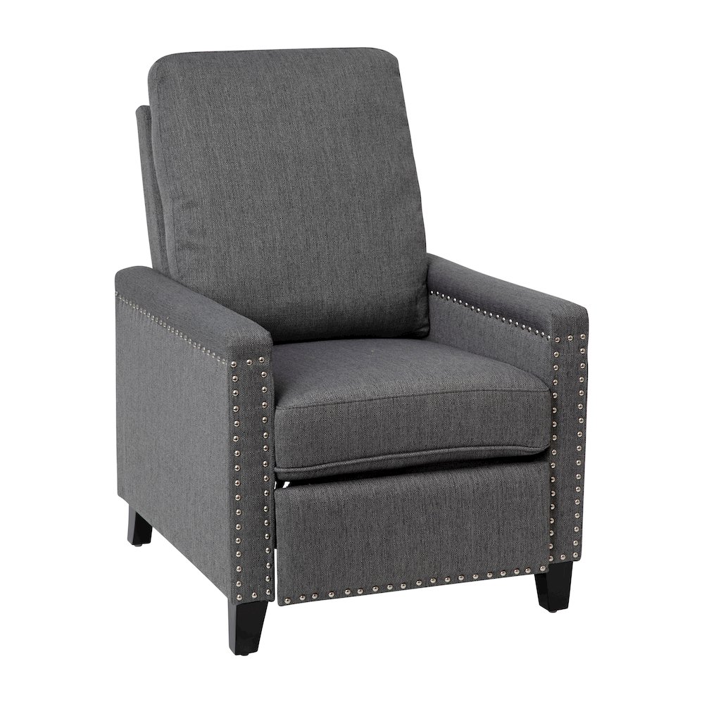 Push Back Recliner Chair – Pillow Back Recliner – Gray Fabric Upholstery