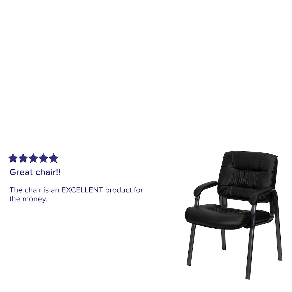 Black Executive Side Reception Chair with Titanium Gray Powder Coated Frame