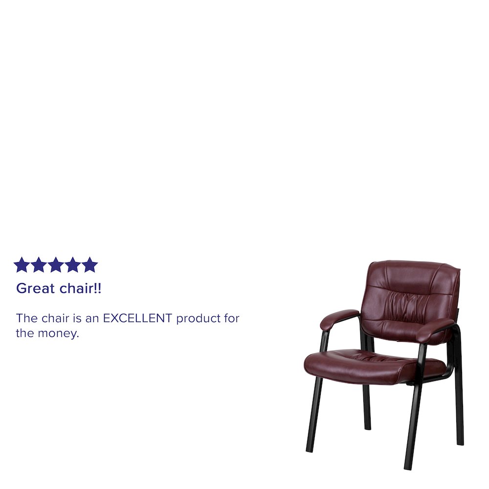 Burgundy LeatherSoft Executive Side Reception Chair with Black Metal Frame