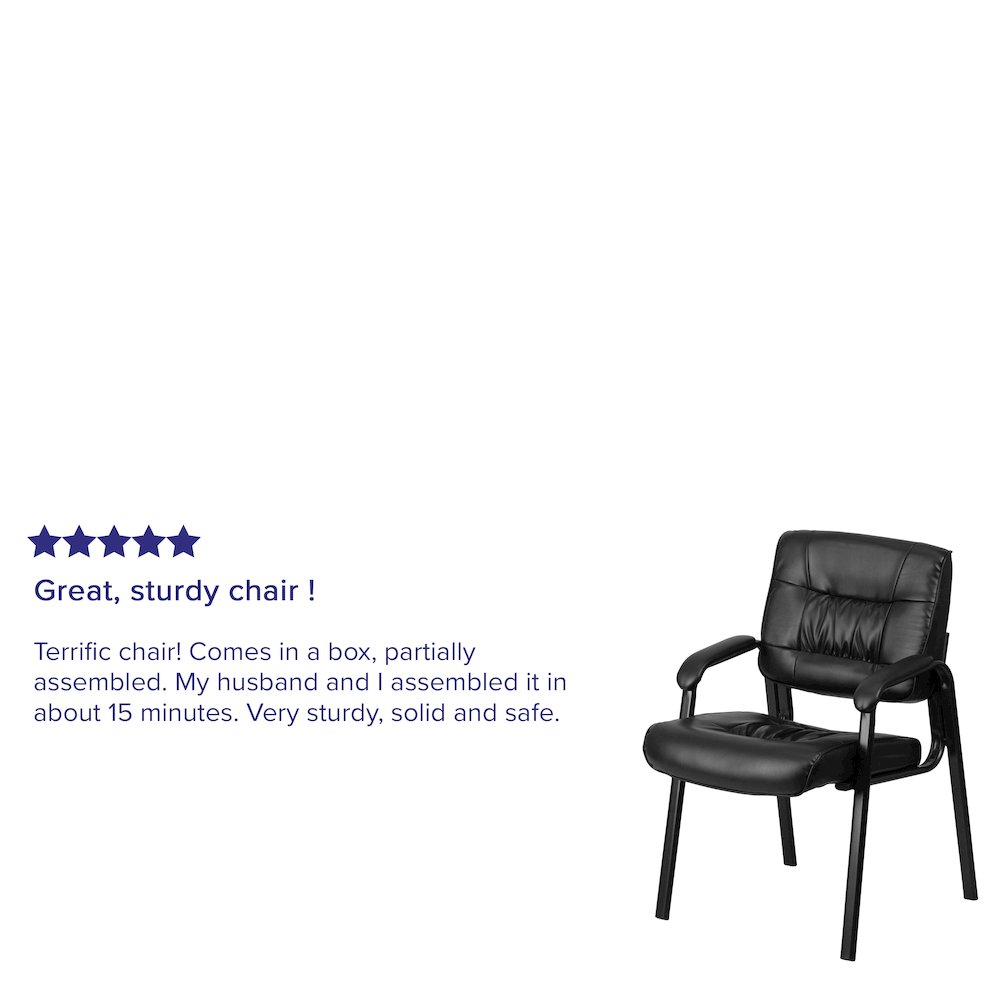 Black LeatherSoft Executive Side Reception Chair with Black Metal Frame