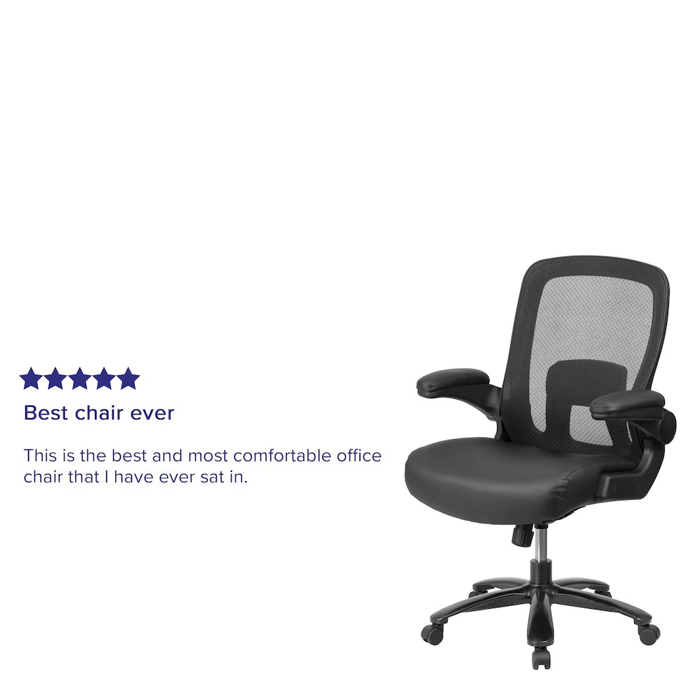 500 lb. Rated Black Mesh/Executive Office Chair with Adjustable Lumbar