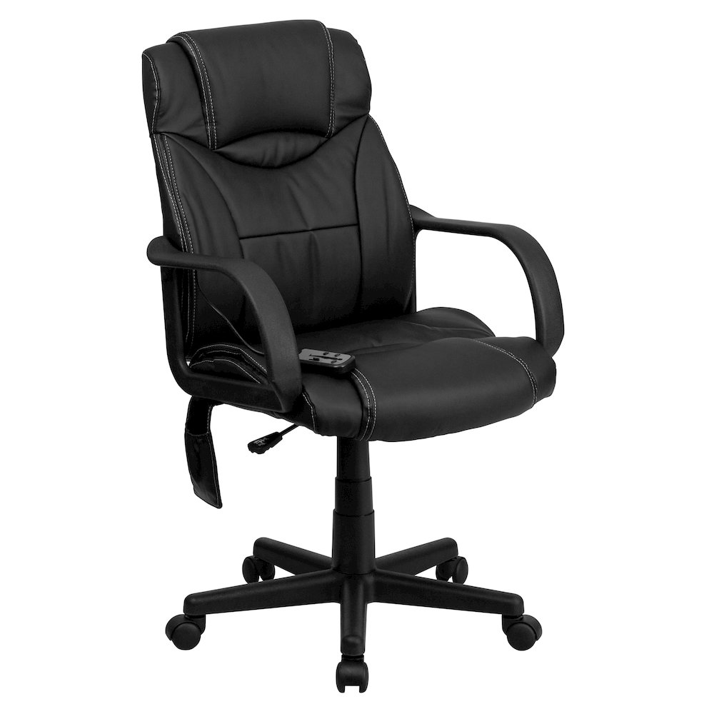Mid-Back Ergonomic Massaging Black Executive Swivel Office Chair with Arms