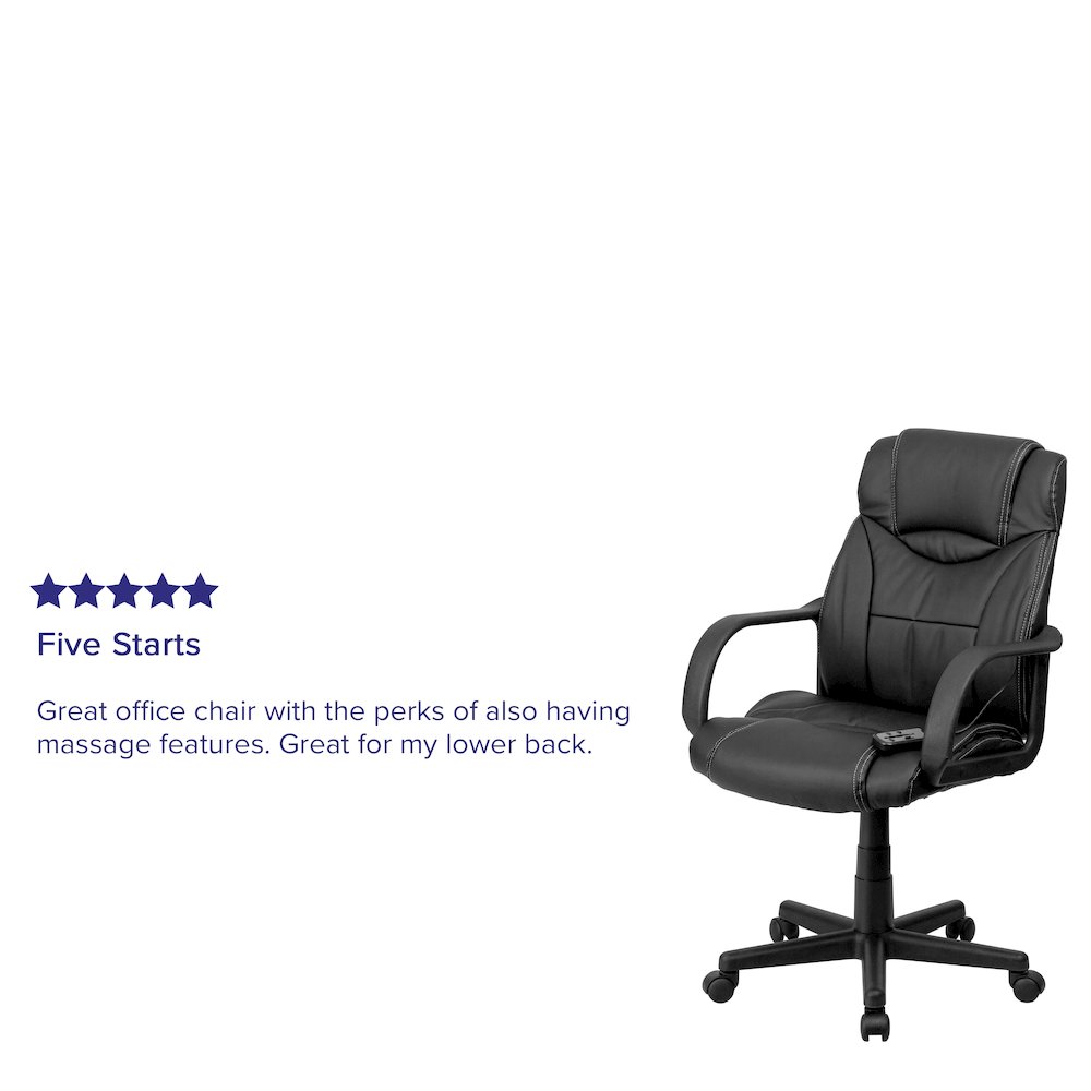 Mid-Back Ergonomic Massaging Black Executive Swivel Office Chair with Arms