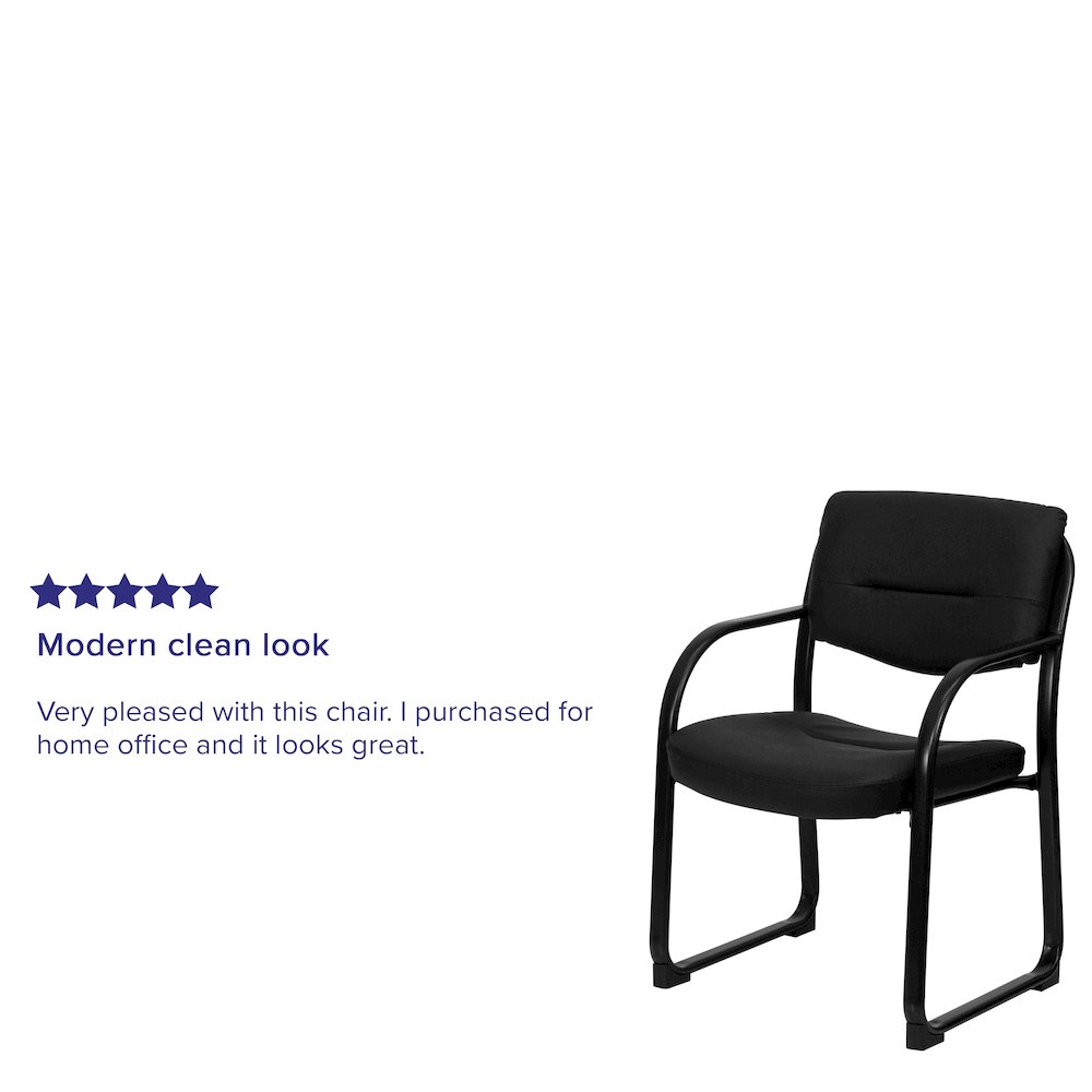 Black LeatherSoft Executive Side Reception Chair with Sled Base