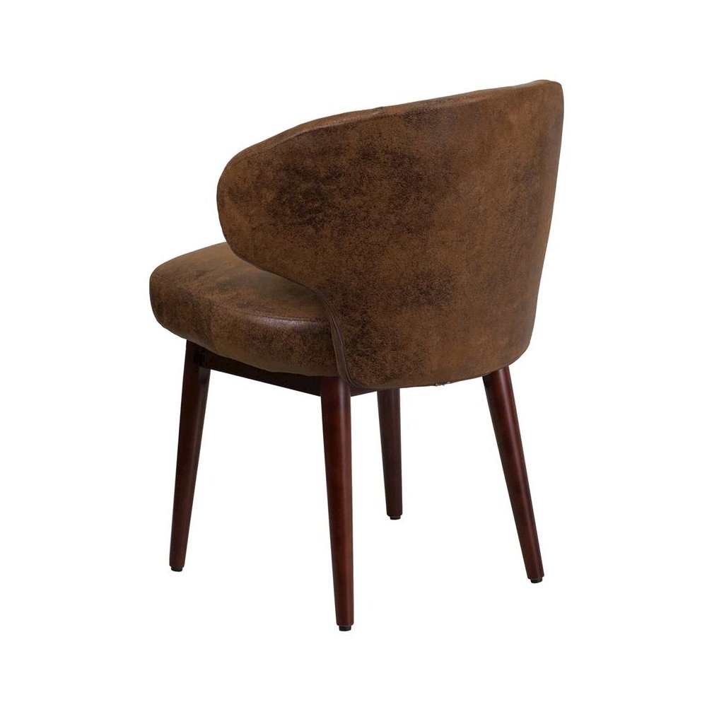 Comfort Back Bomber Jacket Microfiber Side Reception Chair with Walnut Legs