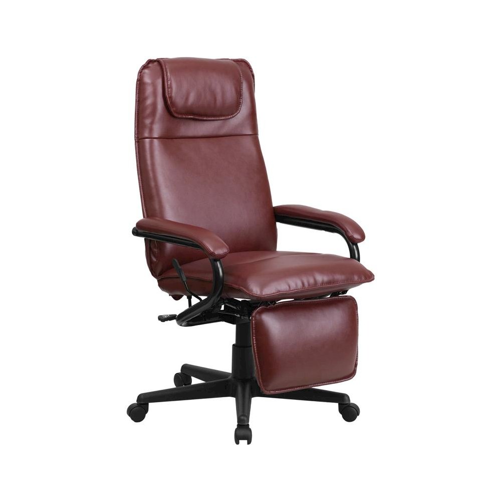 High Back Burgundy Executive Reclining Ergonomic Swivel Office Chair with Arms