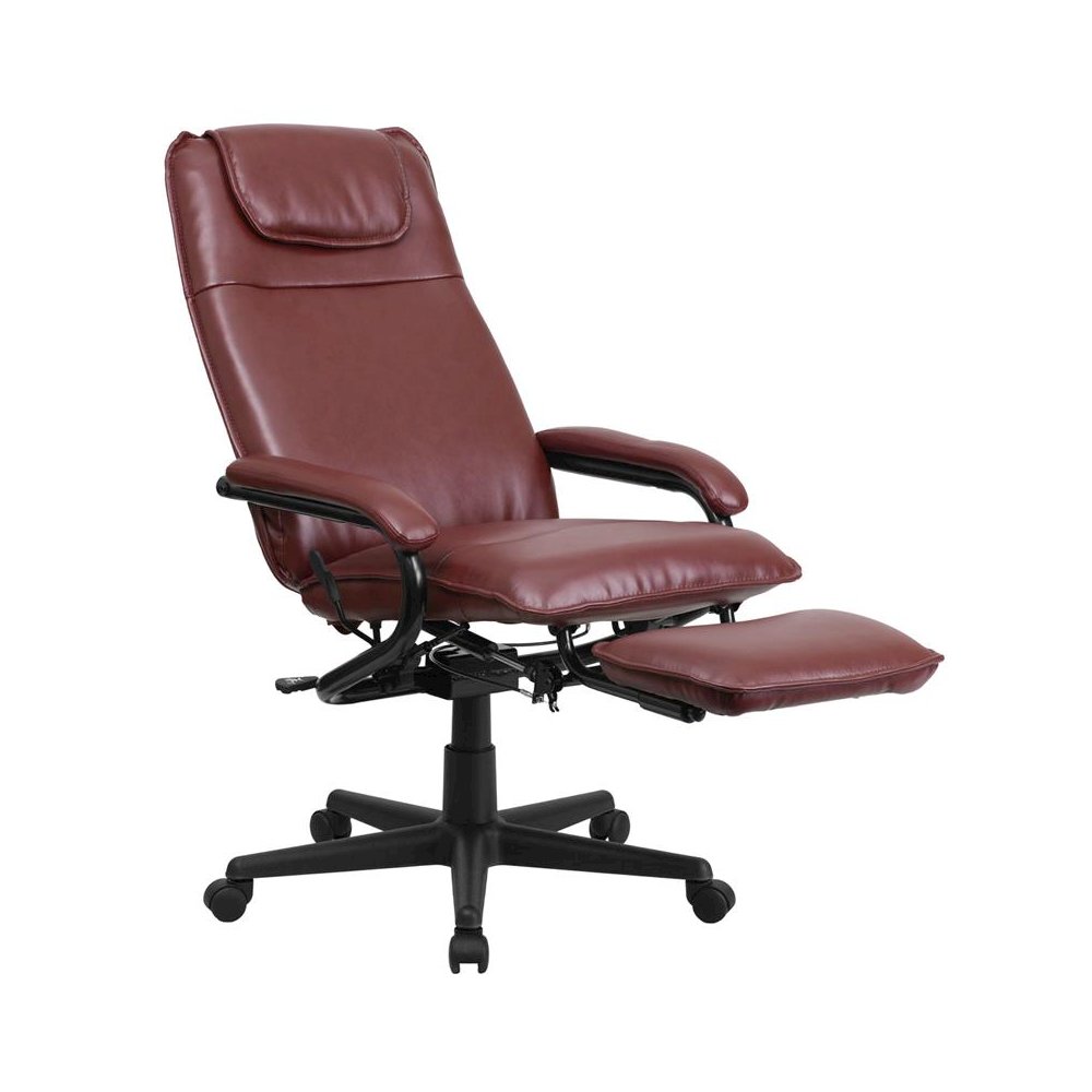 High Back Burgundy Executive Reclining Ergonomic Swivel Office Chair with Arms