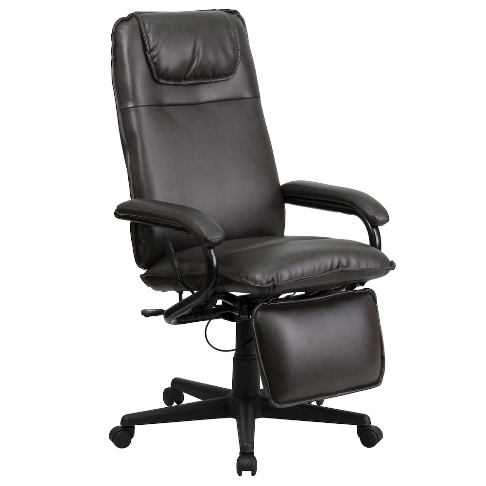 High Back Brown Executive Reclining Ergonomic Swivel Office Chair with Arms