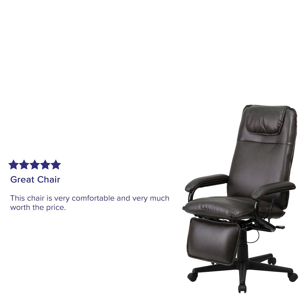 High Back Brown Executive Reclining Ergonomic Swivel Office Chair with Arms