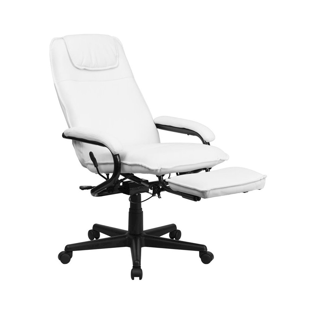 High Back White Executive Reclining Ergonomic Swivel Office Chair with Arms