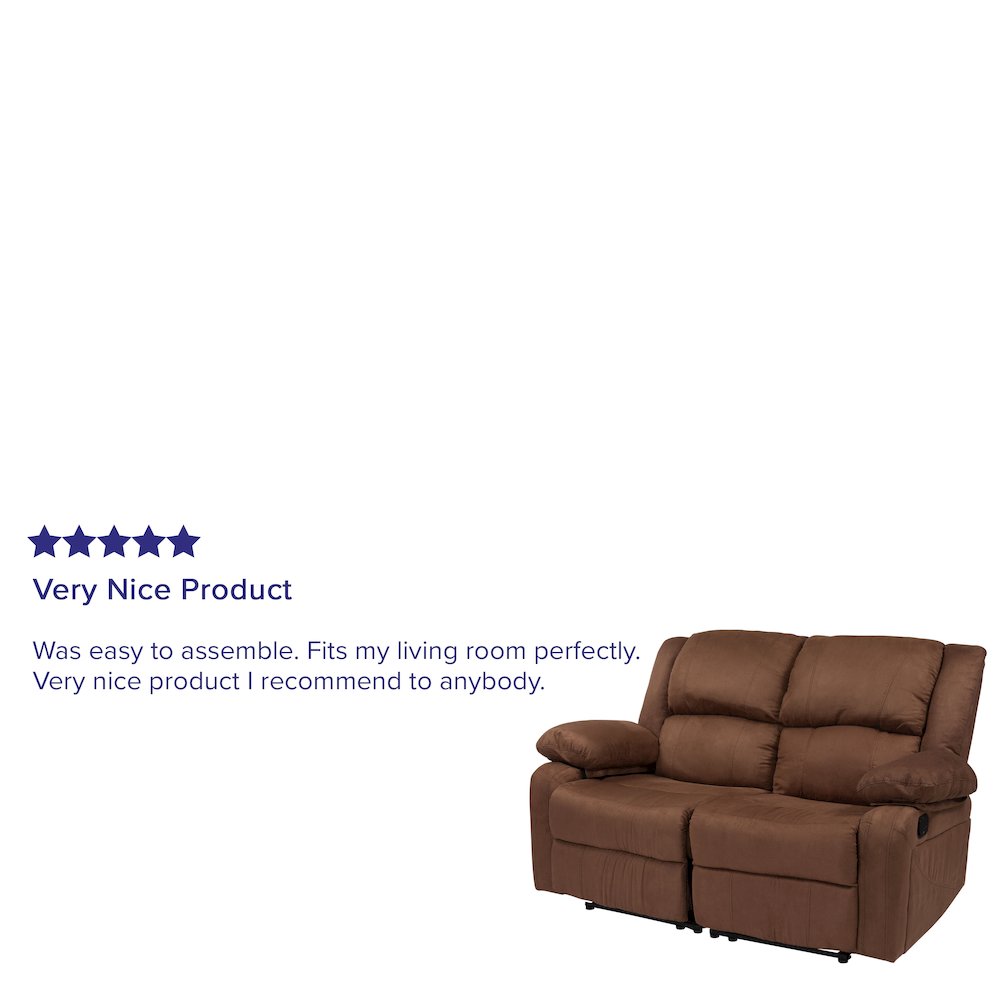 Chocolate Brown Microfiber Loveseat with Two Built-In Recliners