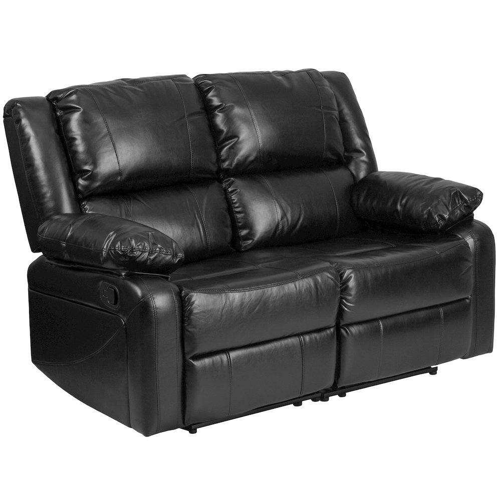 Black LeatherSoft Loveseat with Two Built-In Recliners