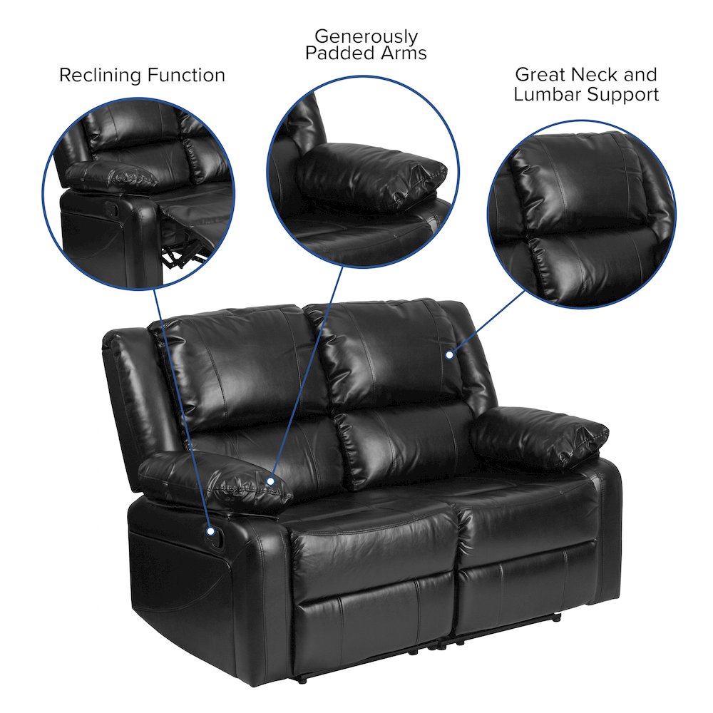 Black LeatherSoft Loveseat with Two Built-In Recliners